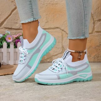 Women's New Casual Sneakers - Lightweight Soft-Sole Slip-Resistant Shoes / Breathable Mesh + Gradient Color Stripes, Suitable for Travel, Shopping, Garden, and Beach Activities. Lace-Up Low-Top + Durable PU Sole + Contrast Color Fashion, Women Shoes