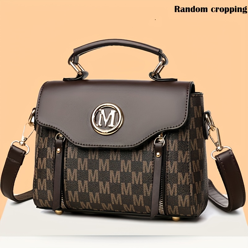 Women'S Fashion Old Flower Elegant Letter Pattern Decoration Crossbody Bag, Large Capacity Academy Style Color Matching Design Shoulder Bag, Multi-Pocket Multi-Zipper Tote Bag, Multi-Functional Handbag Suitable for Work, Shopping And Dining - Image 6