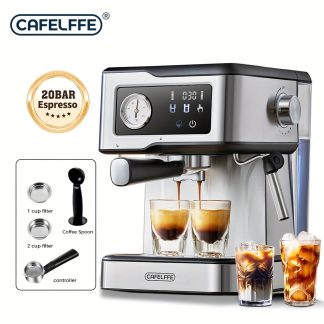 CAFELFFE Espresso Coffee Machine, Latte And Cappuccino Maker with Built-In Milk Frother/Steam Wand And Upgraded 3-Speed Temperature Control, Includes Cup Warming Area And 1.5 Liter Removable Water Tank. Best Gift!