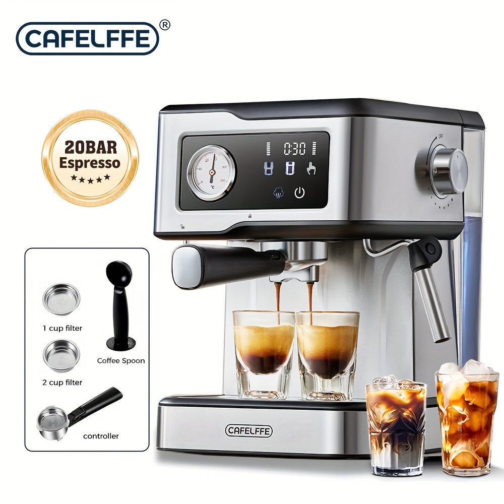 CAFELFFE Espresso Coffee Machine, Latte And Cappuccino Maker with Built-In Milk Frother/Steam Wand And Upgraded 3-Speed Temperature Control, Includes Cup Warming Area And 1.5 Liter Removable Water Tank. Best Gift!