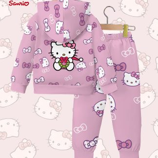 Sanrio Series Fashion 3D Digital Cartoon Printed Hoodie Set for Children (Ages 3-12) - Spring And Autumn Casual Sweatshirt And Pants, Ideal for Birthdays And Festivals, Suitable for Daily And Outdoor Wear, Wear-Resistant And Easy to Clean