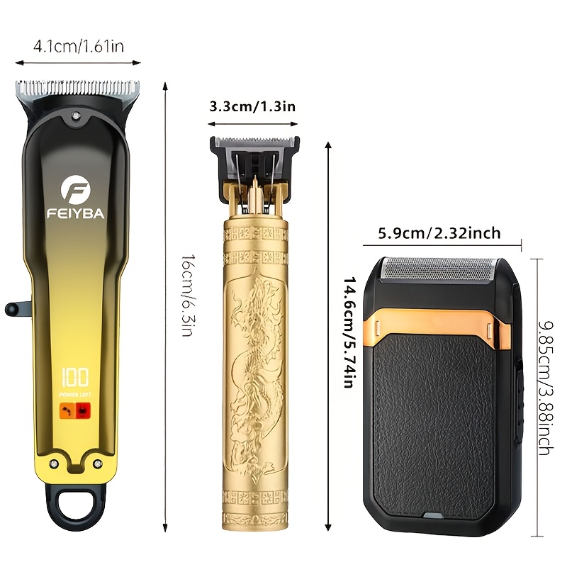 3PS/2PS Professional Rechargeable Hair Clipper Set - Professional Hair Clipper, Sideburn Trimmer, Electric Shaver, USB Charging, Fine Trimming of Hair And Beard, The Most Ideal Holiday Gift for Men! - Image 3