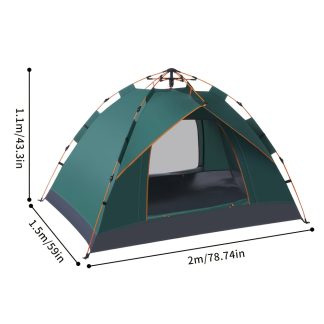 Fully Automatic 3-Second Pop-Up Tent (With Mosquito Net), 3-Door Design, Thickened Coating for Shade And Sun Protection, Two-Person Camping Tent, Pop-Up Tent