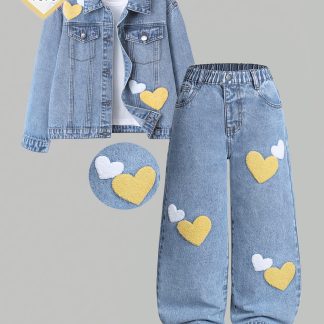 Kids' Denim Jeans, Fashionable Washed Denim Trousers, Versatile And Durable Jeans, Comfortable And Non-Restrictive, Comfortable And Breathable, School And Daily Wear, Casual Outing, Trendy Wear, Style