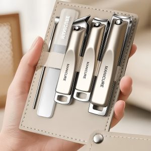 5pcs Professional High Carbon Steel Precision Manicure Pedicure Clipper Set, Includes Nail Clippers, Nail File, and Ear Spoon, Comes with Portable Storage Case, Home Beauty Care Kit, Travel-Friendly Box, Stylish Design, Premium Precision Nail Clipper