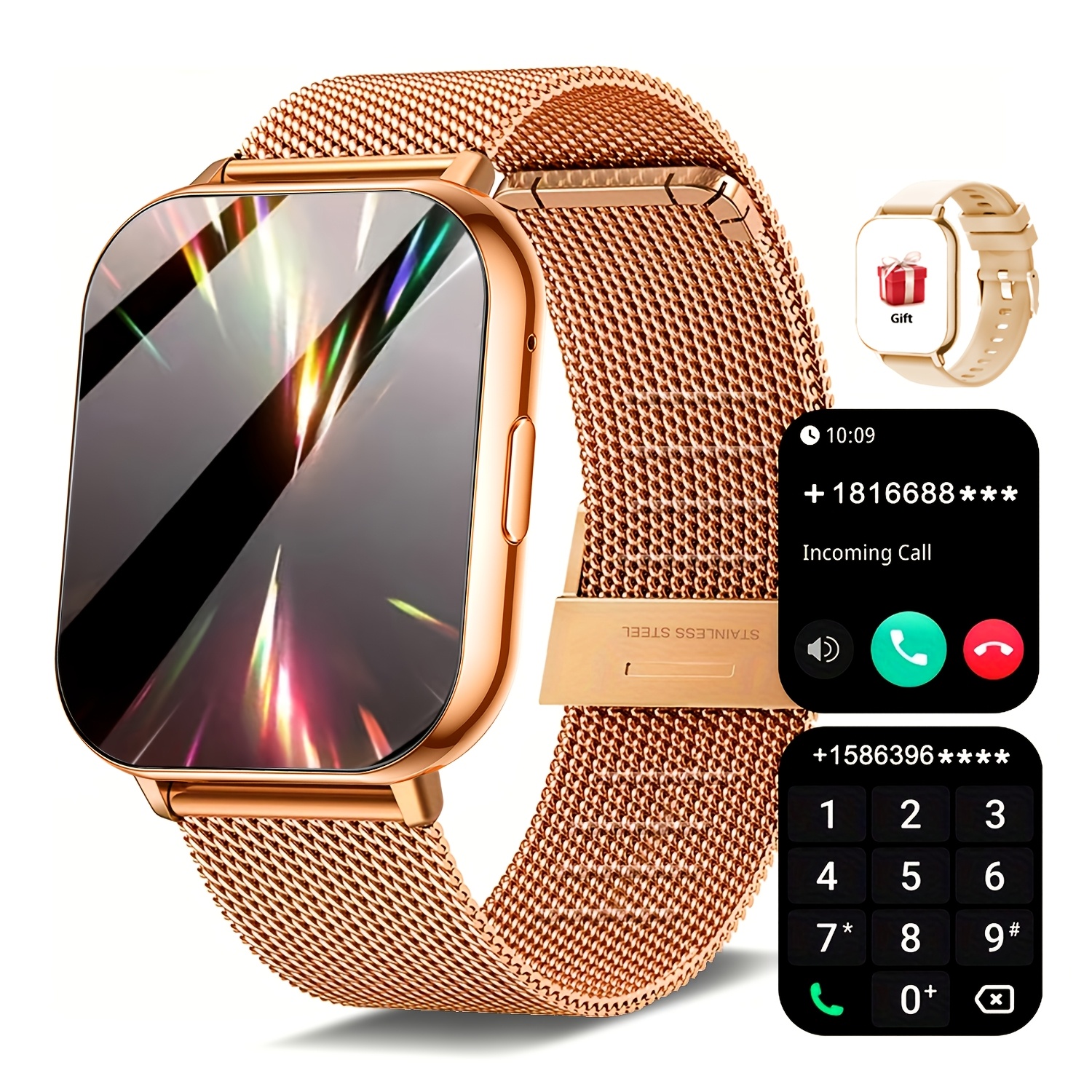 Sports Smart Watch, 4.65cm Full Touch Screen Display with Message, Answer Make Call Smartwatch, Sleep Monitoring, Sports Pedometer, Information Alerts, for iPhone Android Phones, Smartbands Fitness Watch for Women Men Friend Gift, Birthday Gift - Image 2