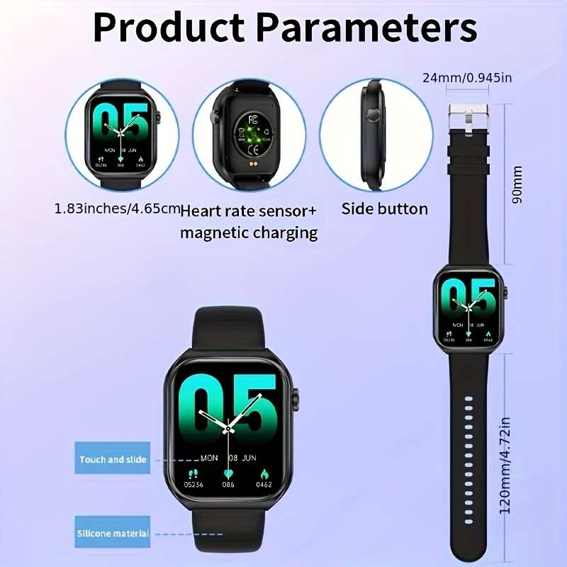 Men'S/Women'S Smartwatch, Voice Assistant 1.96-Inch Screen, Multiple Sports Modes, Watch, Weather, Alarm Clock, Sleep Monitoring, Sedentary Reminder, Compatible with Android, Suitable for IOS - Image 4