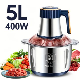 5L Stainless Steel Electric Meat Grinder, Safe And Odorless, Can Grind Meat, Slice, Shred Vegetables, And Make Baby Food, One Machine for Multiple Uses Saves Space
