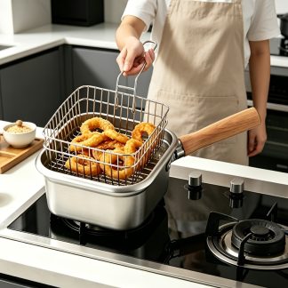 Stainless Steel Square Deep Fryer Set, Multi-Functional Tempura Fryer, Universal for All Stoves; Suitable for Home And Outdoor Use, Thickened Durable Non-Stick Material, Can Be Used for High-Temperature Frying