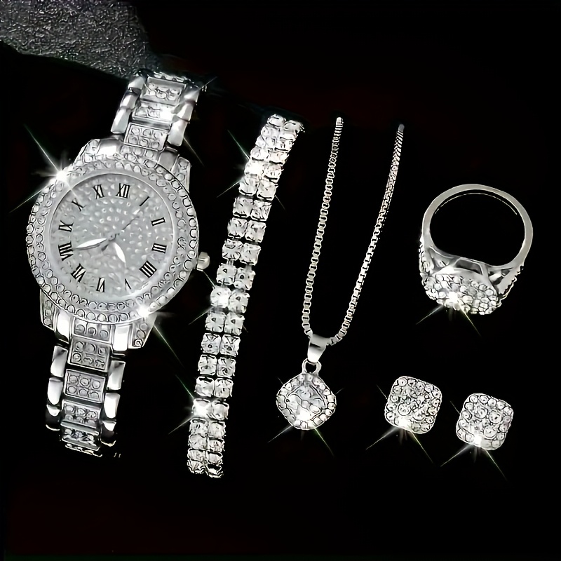 6pcs Luxury Versatile Women's Quartz Watch + Elegant Jewelry Set - Image 4