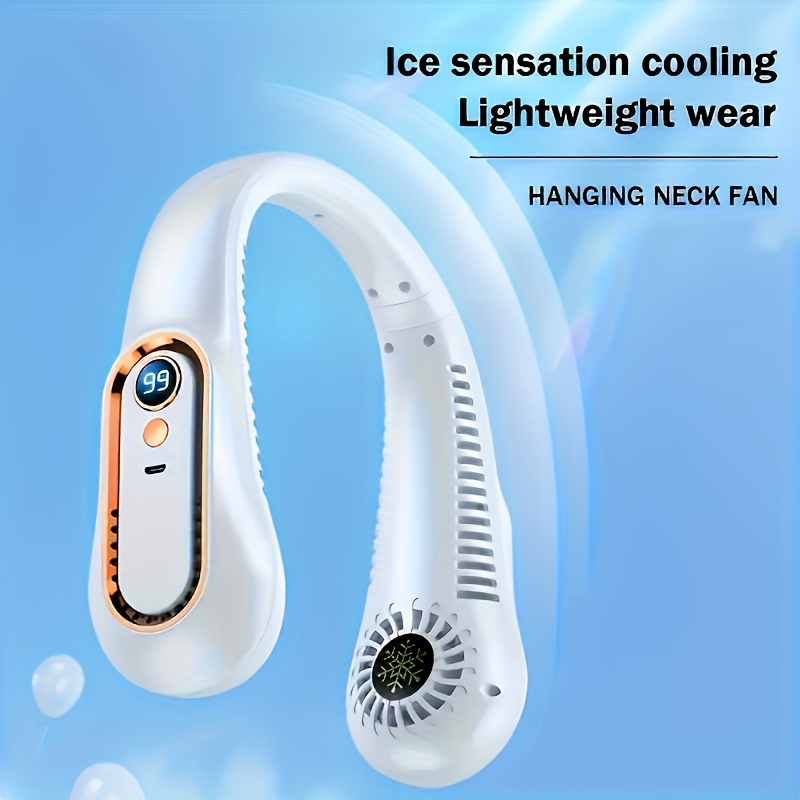 Blade-Free Neck Fan, USB Rechargeable Portable Sports Mini Fan, Fast Cooling And Cooling Down Safe And Quiet Fan, 5-Speed Settings And Digital Display, Summer Outdoor Camping Fan - Image 9