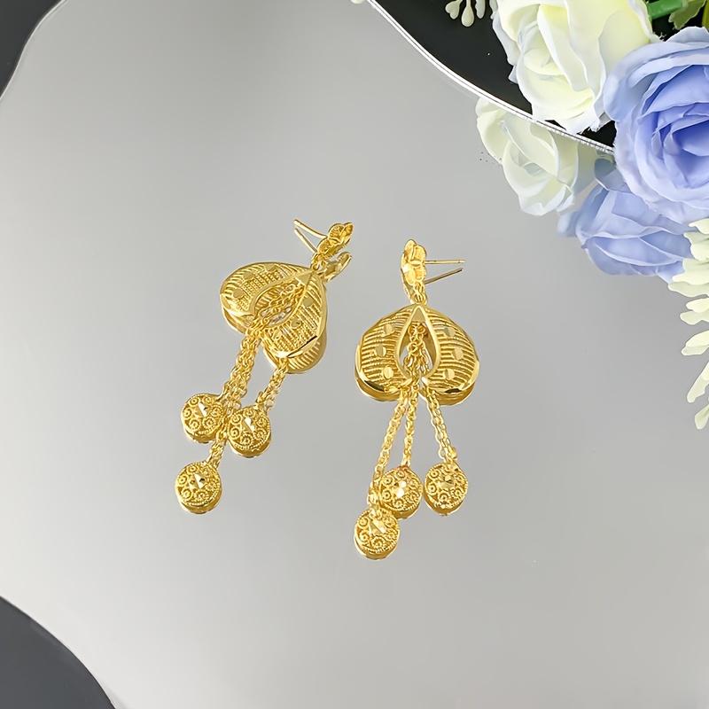 2025 New Bohemian 2pcs Hollow Flower Tassel Earrings and Necklace Elegant Ladies Jewelry Set, Perfect for Dubai Bridal Wedding Anniversary Gift, Valentine's Day, Christmas Eid, Daily Present for Wife, Family, Girlfriend - Image 9
