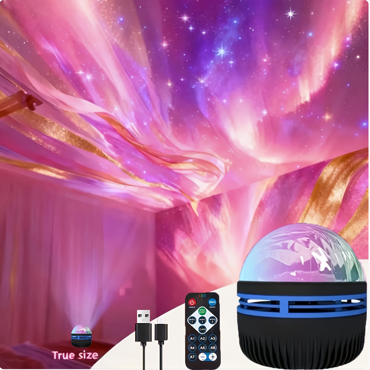 The Polaris Projector with a RemoteControl Features a Minimalist Design,Powered by USB, And Is Suitable ForCreating a Relaxing Atmosphere InOffices Or Homes with Its -Purple LEDLight. It Makes an Excellent Gift ForNational Day, Labor Day. - Image 4