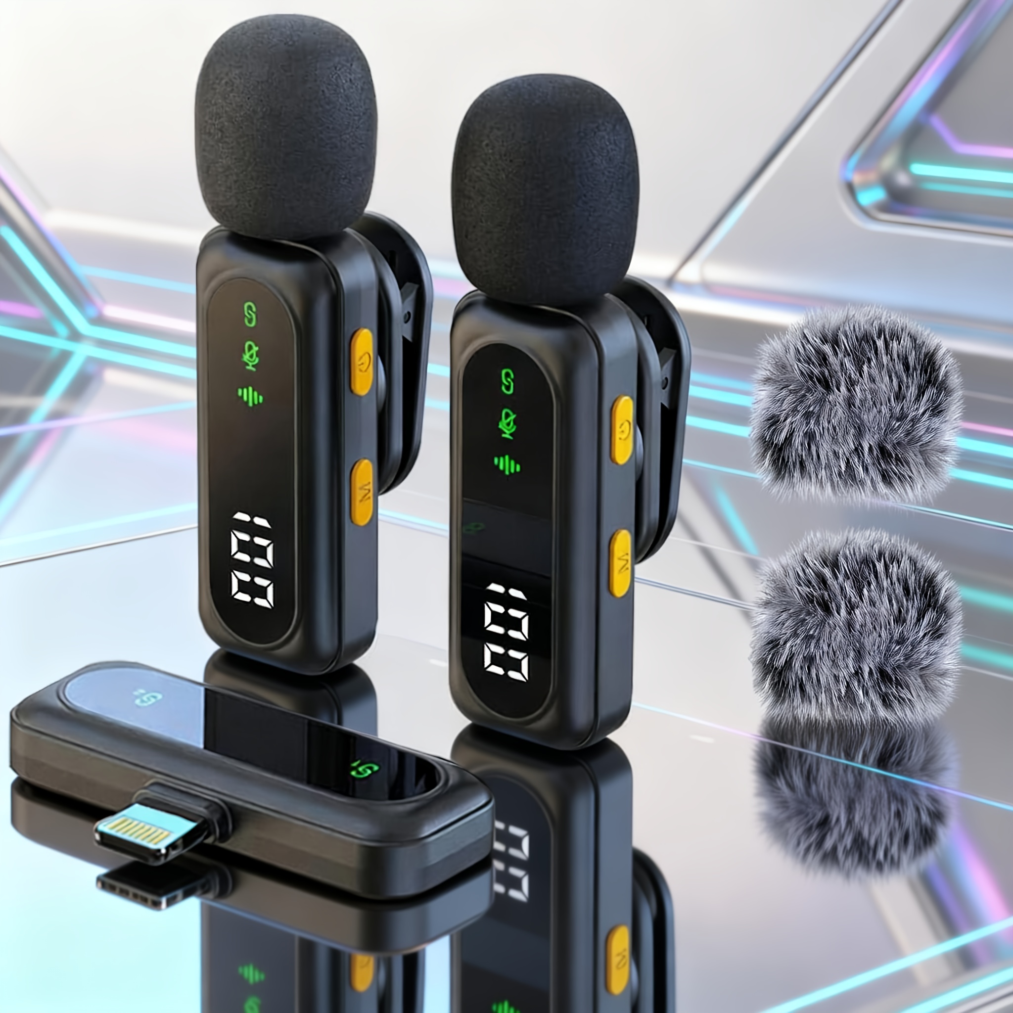 2026 New USB-C Mini Phone Microphone, Suitable for iPhone, Android, and Cameras, with LED Display, Wireless Lavalier Microphone for Video Recording, Lavalier Microphone with Noise Reduction, Suitable for Interviews, Vlogs, YouTube, TikTok