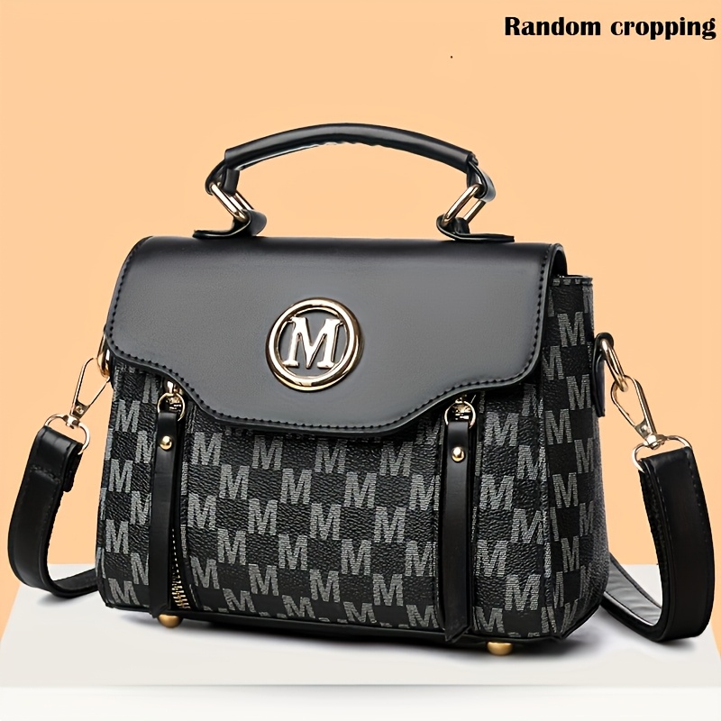 Women'S Fashion Old Flower Elegant Letter Pattern Decoration Crossbody Bag, Large Capacity Academy Style Color Matching Design Shoulder Bag, Multi-Pocket Multi-Zipper Tote Bag, Multi-Functional Handbag Suitable for Work, Shopping And Dining - Image 7