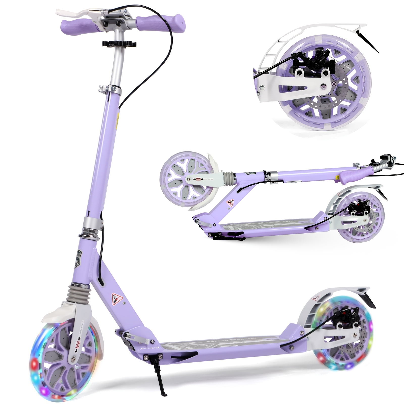 Adult Kick Scooter, Non-Motorized with 200 Mm Large Wheels, Features Disc Brakes, Back Strap, And Double Suspension, Foldable Design, Without Battery - Image 9