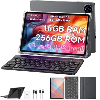 XGODY 2-In-1 Android Tablet Featuring The Latest Android 15, an 11-Inch HD+IPS Screen, 16GB RAM (8+8), And 256GB Storage. It Comes with a Keyboard, Case, And Tablet Film, Tablet, Pad