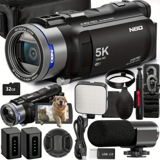 NBD 4K Ultra HD Camcorder Video Camera with True 48MP, Vlogging Camera with Wi-Fi & App Control, Video Recorder with 3X Battery Life, 16X Zoom, External Mic, 270° IPS Screen, Suitable for Recording A Better Life.
