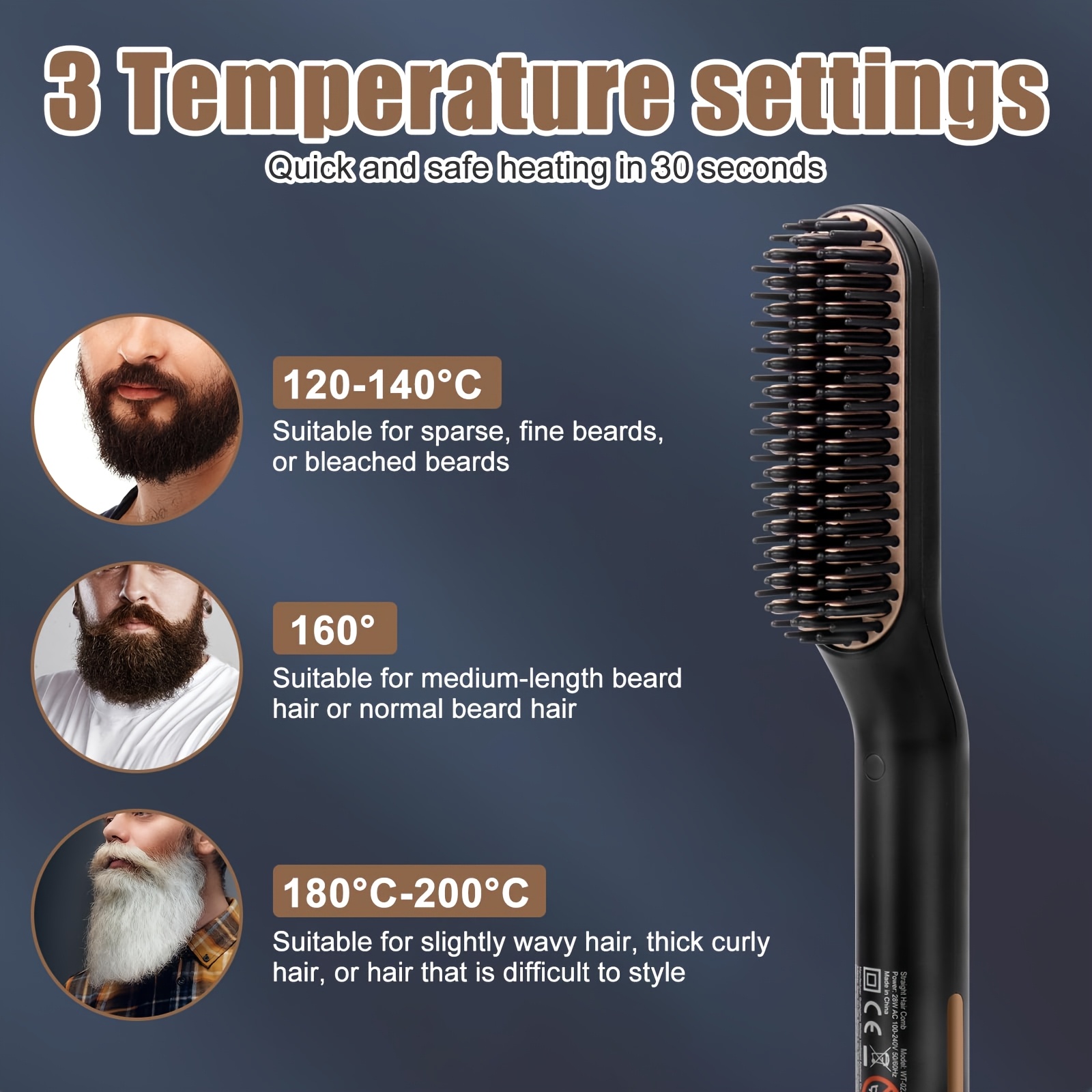 Beard Straightener for Men,Premium Heated Beard Brush Anti-Scald Feature,Beard Straightening Comb Gifts for Men Him Dad - Image 7