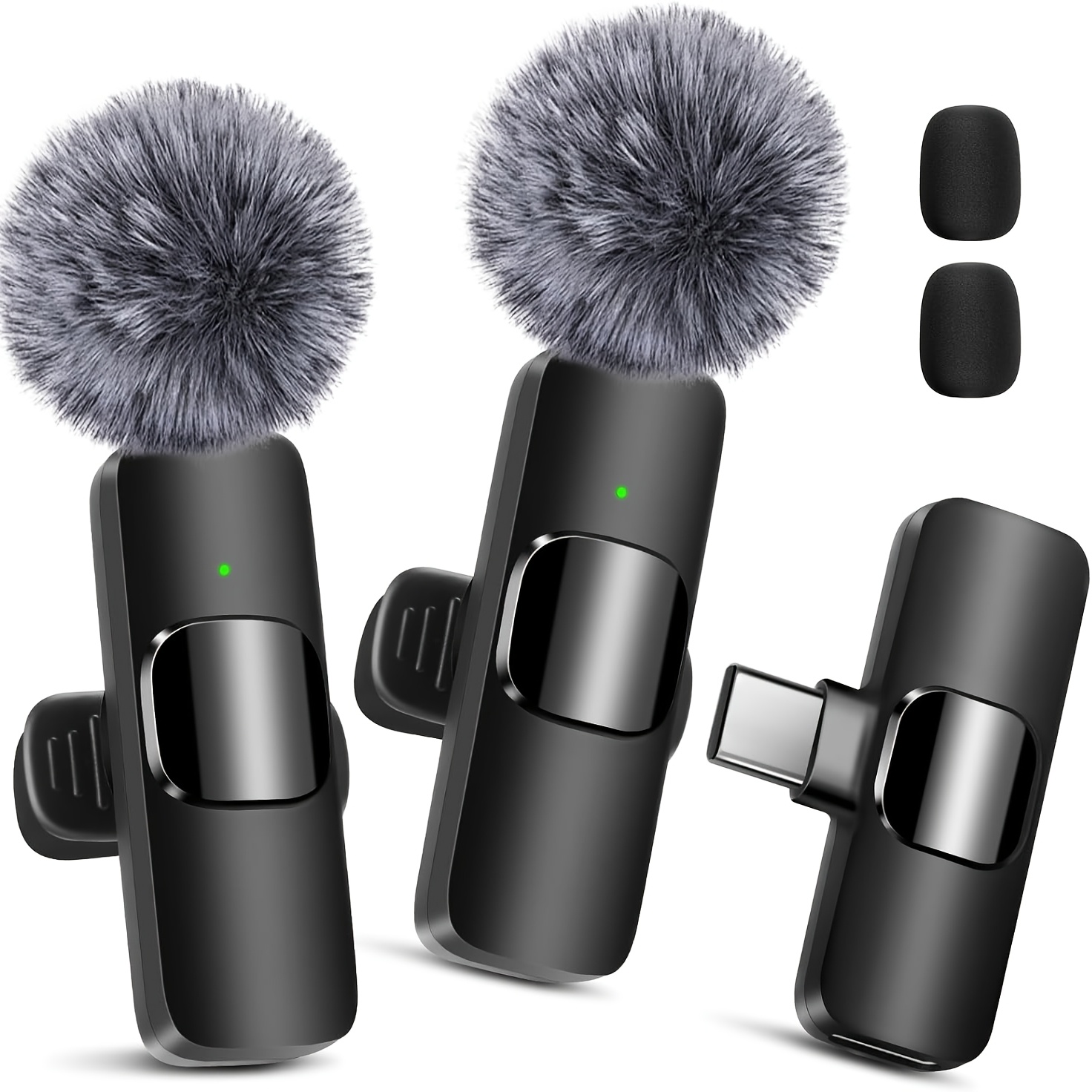 Kouzone Noise Reduction Clear Audio Latest Model - Professional Wireless Microphone Suitable for Android, Lavalier Microphone for Video Recording - Clear Recording with USB-C for Content Creators, Plug and Play Live Mic, Flag Wreath