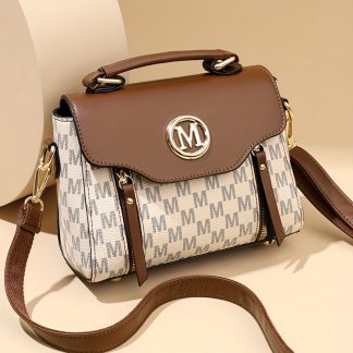 New Stylish And Elegant "M" Letter Women'S Small Handbag, Zipper Closure, Detachable Shoulder Strap, Adjustable Length Women'S Bag, Suitable for Daily Outings And Shopping, Creative Gift for Women, Pattern Cut Is Random