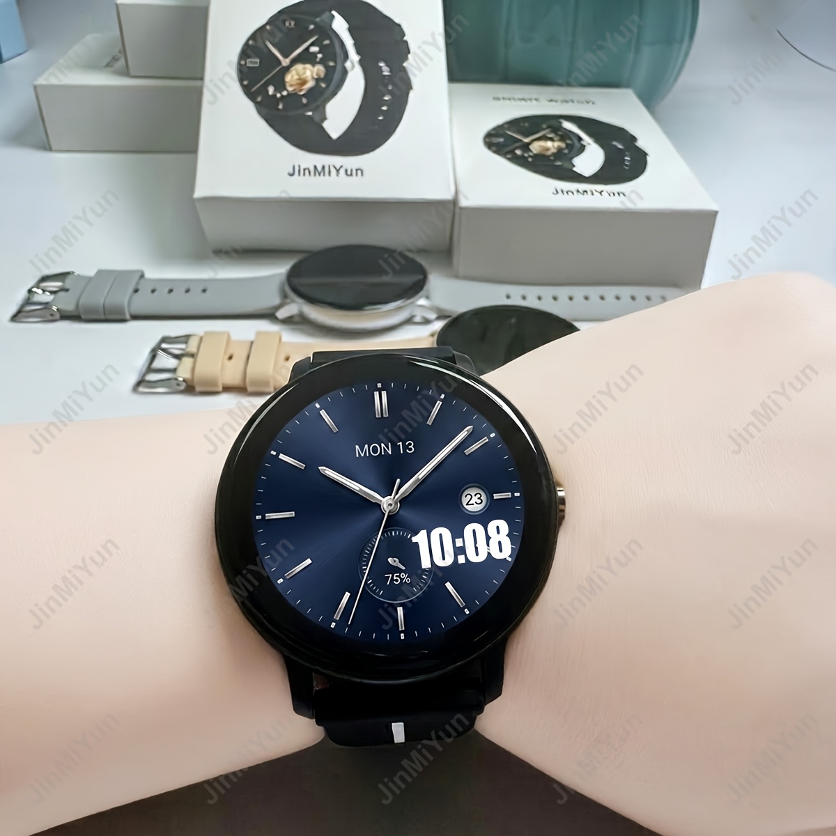 Jinmiyun HOT 1.5-Inch Full Screen Touch Smart Watch, Suitable for Men And Women Smart Watch, Wireless Call Answering, Comfortable Breathable Strap, Message Reminder, Remote Photography/Music Playback, Fitness Smart Watch with Exercise Logs - Image 2