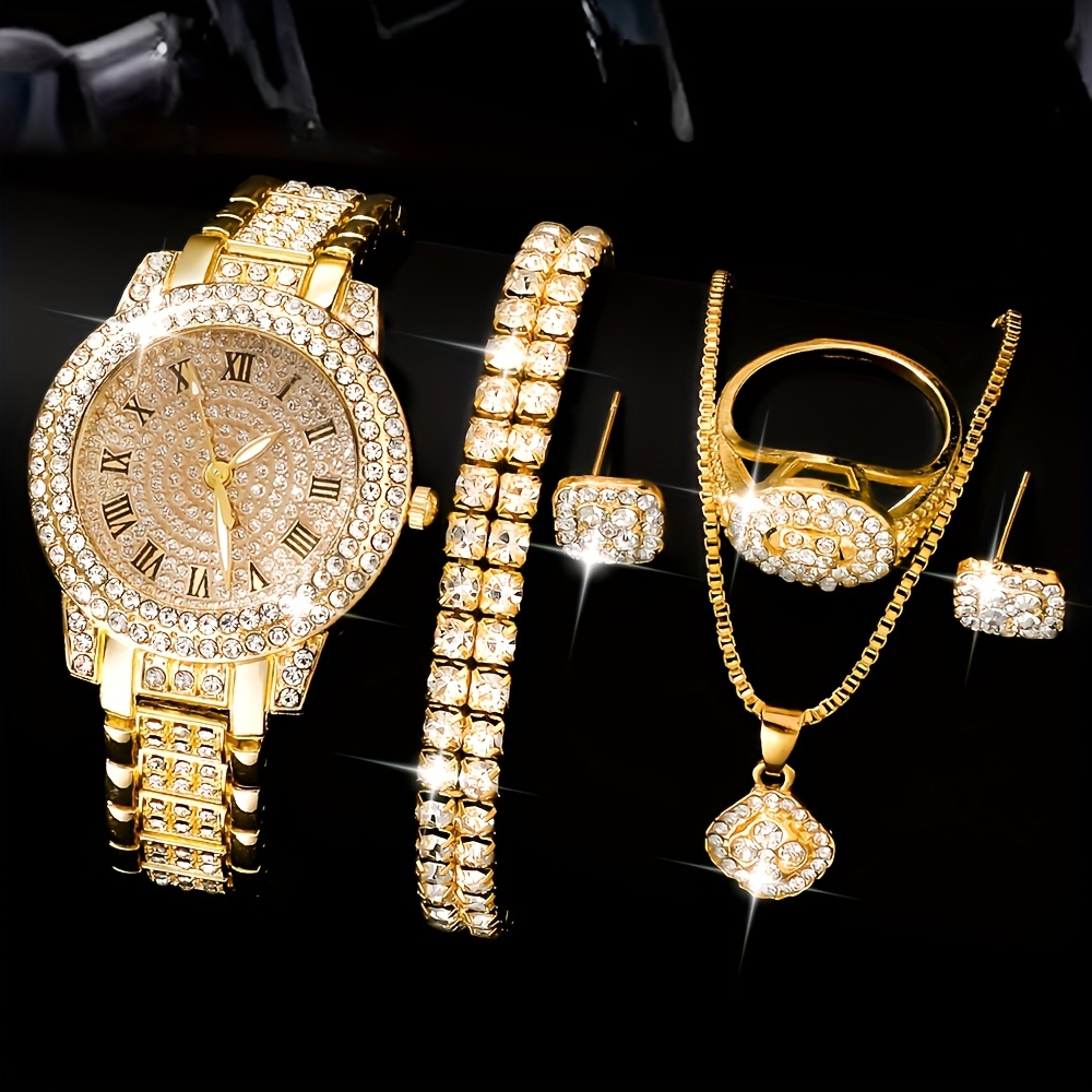 6pcs Luxury Versatile Women's Quartz Watch + Elegant Jewelry Set - Image 3