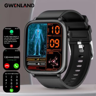 GWENLAND New Men'S And Women'S Smart Watches - Casual Style, Alarm, Pedometer, Call, 100+ Sports Modes, Silicone Strap, HD Call And Voice Function, with Great Gift for Family Or Friends