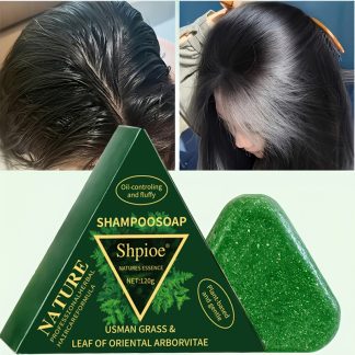 Siman Grass and Oriental Arborvitae Leaf Shampoo Bar, with Oriental Arborvitae, Ginger, and Black Polygonum, Cleanses the Scalp, Controls Oil, Moisturizes, Frizz, Enhances Hair's Blackness and Shine, and Cares for the Scalp
