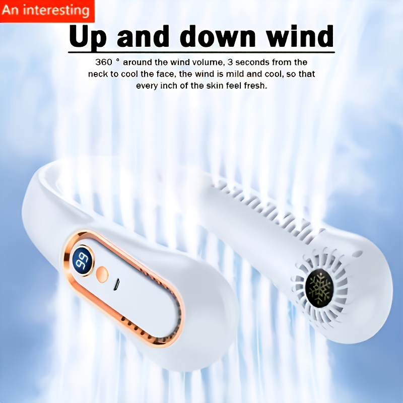 Blade-Free Neck Fan, USB Rechargeable Portable Sports Mini Fan, Fast Cooling And Cooling Down Safe And Quiet Fan, 5-Speed Settings And Digital Display, Summer Outdoor Camping Fan - Image 11
