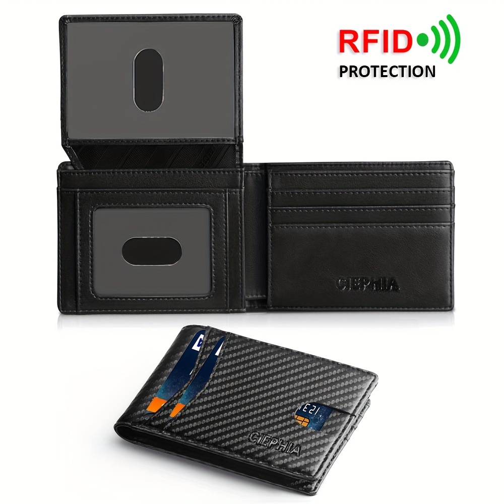 Men'S Wallets Slim Bifold RFID Blocking Card Holder with 2 ID Window, Credit Card Holder 2 Deep Cash Pocket Money Bags Father'S Day Gifts - Image 2
