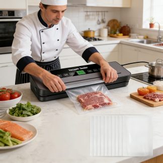 EU Plug Vacuum Sealer, Multi-Function Vacuum Food Sealer, Suitable for Dry And Wet Sealing to Preserve Food Freshness, Equipped with an LED Display, Ideal for Travel And Camping Use.
