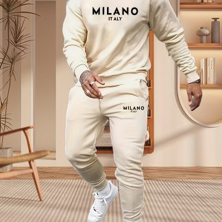 Print Men's 2pcs Set Trendy Apparel Printed Sweatshirt and Long Pants 2pcs Set Sweatshirt Long Pants Sweatshirt and Jogger Pants Set