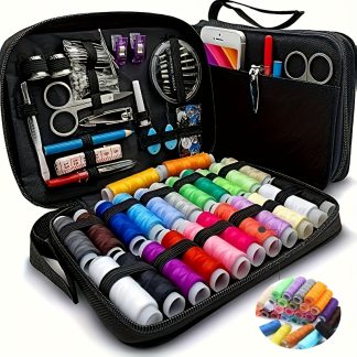 111-Piece Multi-Sewing Kit with Accessories - 24-Colored Threads, Needles, and Thread for Small Repair Sewing, Essential Mini Portable Travel Sewing Kit for Emergency Fixes