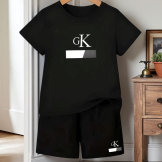 Minimalist Letter Print Casual Short Sleeve T-shirt and Shorts 2pcs Set, Summer Sweat-Absorbent Skin-Friendly Cool Sportswear for Students, Versatile Daily Outfits for Boys, Perfect for Outdoor