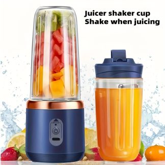 Upgraded 6-Blade 2-In-1 Portable Electric Juicer And Blender, USB Rechargeable Juicer with 2pcs Cups, Sports Lid Shaker Juice Cup, Wireless Multifunctional Portable Juicer, Making Smooth Juices, Fruit Mixer, Beverage Maker