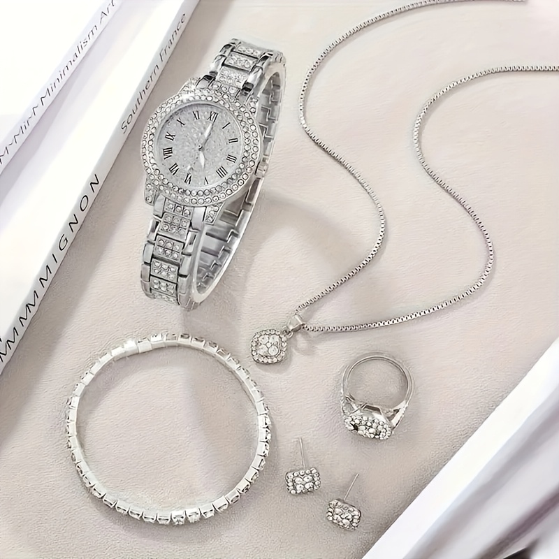 6pcs Luxury Versatile Women's Quartz Watch + Elegant Jewelry Set - Image 8
