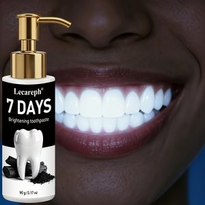 Lecareph 7 Days Activated Charcoal Pump Toothpaste, Natural Mint Flavor, Deep Cleaning, Deep Removal Through Brushing, Enamel Safe, Teeth, Fresh Breath, Gentle Non-Irritating, Daily Use for Yellow Teeth, 90G/3.17Oz