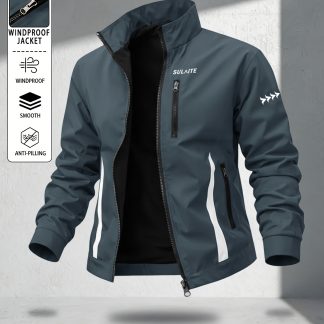 Trendy Vintage Men's Spring/Autumn New Casual Versatile Jacket Outdoor Sports Windproof Coat with Contrasting Color Stand Collar