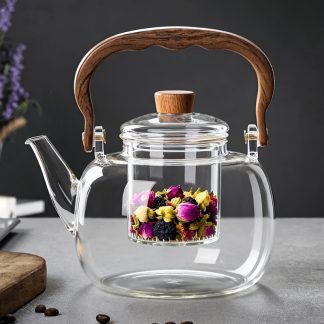 A Heat-Resistant Glass Teapot with a Capacity of 1000 Milliliters/37.2 Ounces, Featuring a Removable Infuser, Ideal for Brewing for Floral Teas, Fruit Teas, And Loose Leaf Teas at Home, Making It a Perfect Gift for Friends And Relatives