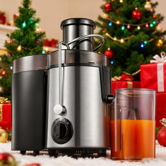 Centrifugal Juicer, 400W Anti-drip Function and Overheat Protection Including Cleaning Brush, Juicer for Fruits and Vegetables in Stainless Steel, 3 Speed Modes, Easy to Clean, Non-slip Feet, Ideal for Singles or Small Families