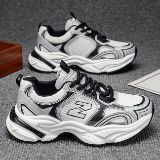 [Sneakers] Summer Comfortable Men'S Road Running Shoes, Solid Color Lace-Up Design Outdoor Athletic Shoes, Fabric Lining, Good Wear Experience, Breathable And Comfortable, Flexible And Lightweight, Outdoor Casual Sports Dual Use
