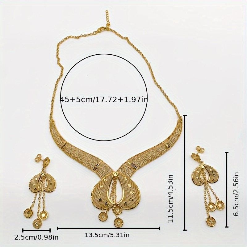 2025 New Bohemian 2pcs Hollow Flower Tassel Earrings and Necklace Elegant Ladies Jewelry Set, Perfect for Dubai Bridal Wedding Anniversary Gift, Valentine's Day, Christmas Eid, Daily Present for Wife, Family, Girlfriend - Image 4
