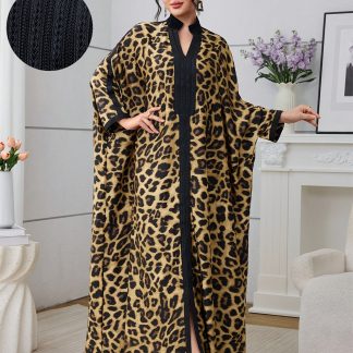 Women'S Loose Leopard Print Casual Daily Party Robe