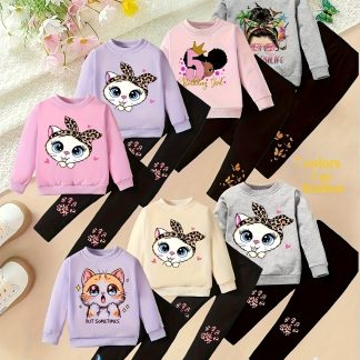 7-color Random Boys' Autumn Fashion Sweatshirt Set, Girls' Slim-fit Style, Essential for Children's Outdoor Wear, Perfect for Outdoor