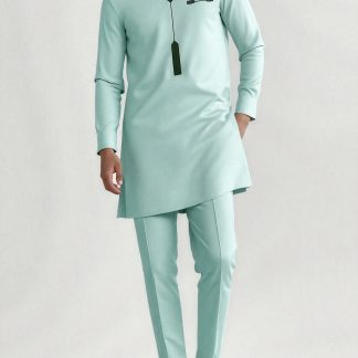 African Ethnic Style Men'S Casual Suit Printed Shirt with Hem Slit And Rubber Pants 2pcs Set