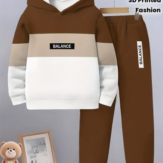 Boys' Fashion 3D Printed Casual Hoodie Set for Spring and Autumn, Long SleeveSportswear, Boys" Outdoor Hoodie Set, Perfect for Outdoor