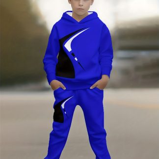 Boys' 2pcs Casual Long Pants Set with Cool Cartoon Print Design, Fashionable 3D Printed Casual Pullover, Long-sleeved Sport Shirt for Spring and Autumn, Boys' Outdoor Hoodie Set, Perfect for Outdoor