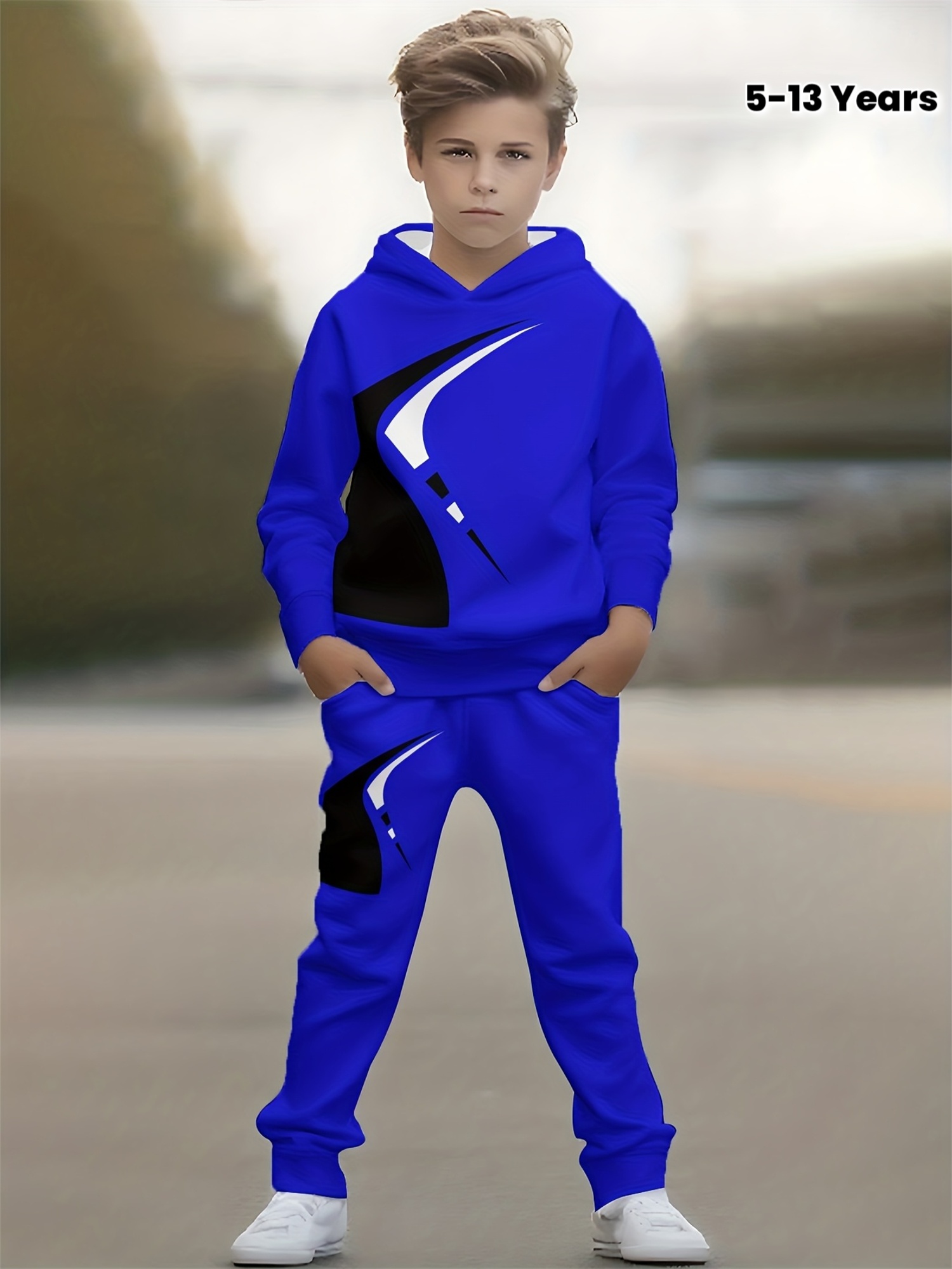 Boys' 2pcs Casual Long Pants Set with Cool Cartoon Print Design, Fashionable 3D Printed Casual Pullover, Long-sleeved Sport Shirt for Spring and Autumn, Boys' Outdoor Hoodie Set, Perfect for Outdoor