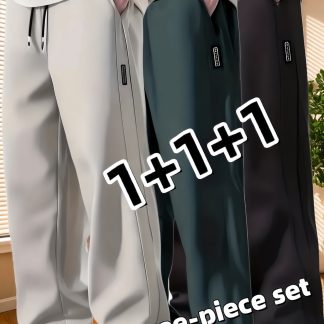 Three-pc Men's Casual Pants, Sporty Casual Fashion Versatile Trousers, Athletic Pants, Everyday Pants, Modern Casual, Stylish Trousers, Durable Material, Multi-Functional Bottoms, Ideal Gift for Men